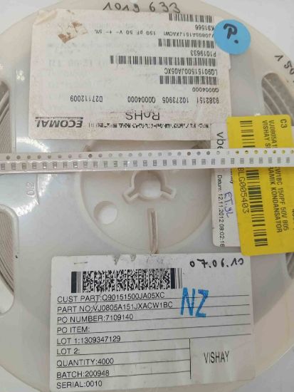 VJ0805A151JXACW1BC 150PF 50V 805 VISHAY SMD SERAMİK KONDANSATÖR resmi