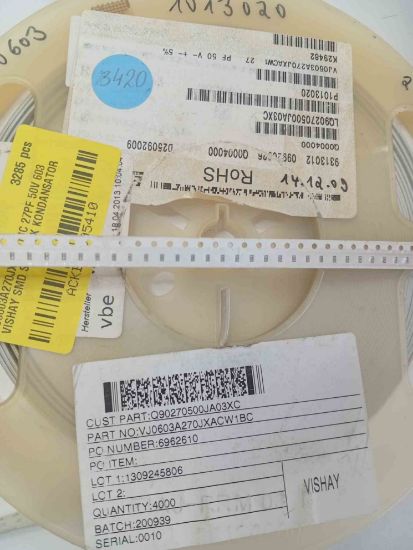 VJ0603A270JXACW1BC 27PF 50V 603 VISHAY SMD SERAMİK KONDANSATÖR resmi