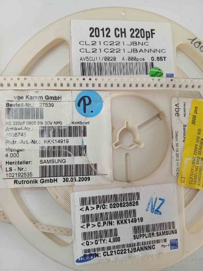 CL21C221JBNC 220PF 50V 805 SAMSUNG SMD SERAMİK KONDANSATÖR resmi