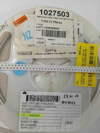 VJ0805A101JXACW1BC 100PF 50V 805 VISHAY SMD SERAMİK KONDANSATÖR resmi