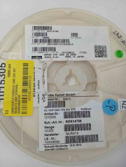 GRM155R71E103KA01D 10NF 25V 402 MURATA SMD SERAMİK KONDANSATÖR resmi