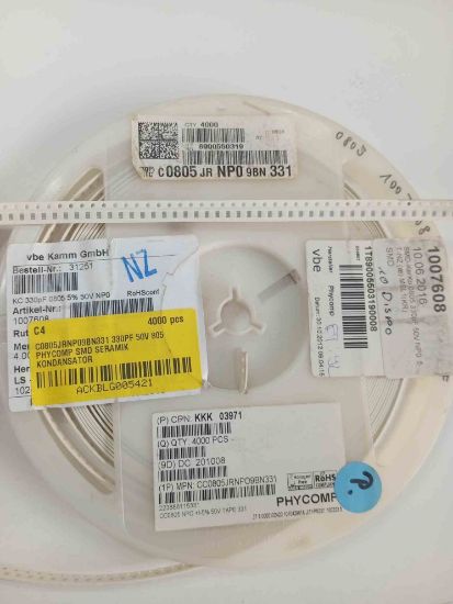 C0805JRNP09BN331 330PF 50V 805 PHYCOMP SMD SERAMİK KONDANSATÖR resmi