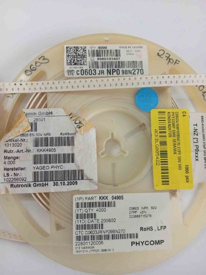 C0603JRNP09BN270 27PF 50V 603 PHYCOMP SMD SERAMİK KONDANSATÖR resmi