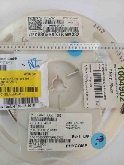 C0805KRX7R9BB332 3.3NF 50V 805 PHYCOMP SMD SERAMİK KONDANSATÖR resmi
