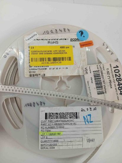 VJ0805A470JXACW1BC 47PF 50V 805 VISHAY SMD SERAMİK KONDANSATÖR resmi