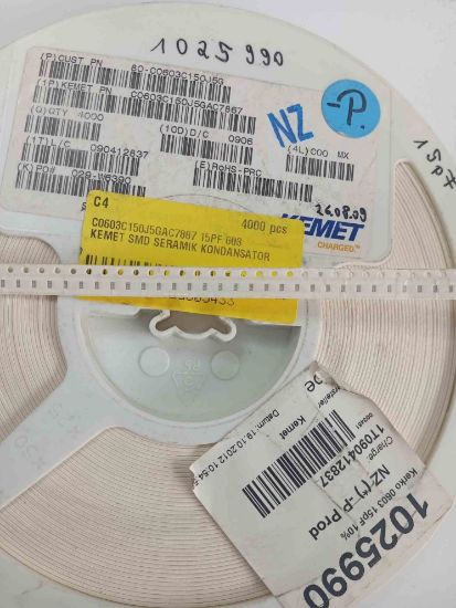 C0603C150J5GAC7867 15PF 603 KEMET SMD SERAMİK KONDANSATÖR resmi