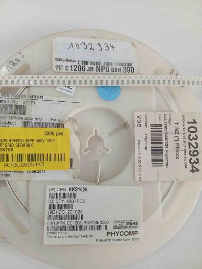 C1206JRNP0BBN390 39PF 500V 1206 PHYCOMP SMD SERAMİK KONDANSATÖR resmi