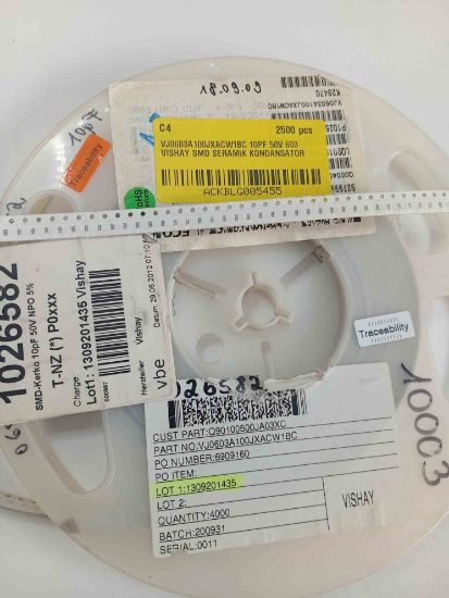 VJ0603A100JXACW1BC 10PF 50V 603 VISHAY SMD SERAMİK KONDANSATÖR resmi