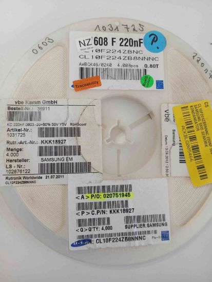 CL10F224ZB8NNNC 220NF 50V 603 SAMSUNG SMD SERAMİK KONDANSATÖR resmi