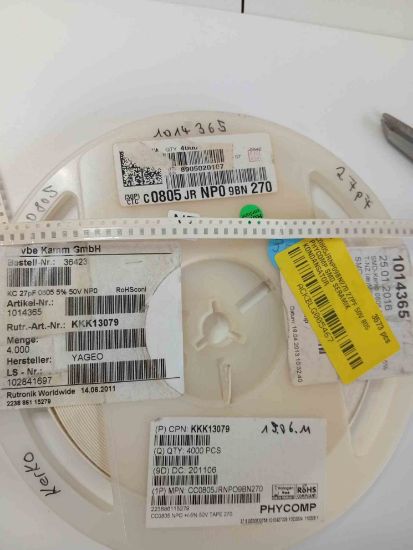 C0805JRNP09BN270 27PF 50V 805 PHYCOMP SMD SERAMİK KONDANSATÖR resmi