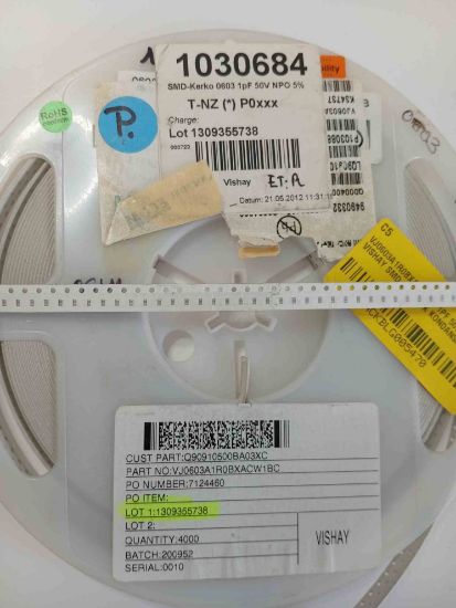 VJ0603A1R0BXACW1BC 1PF 50V 603 VISHAY SMD SERAMİK KONDANSATÖR resmi