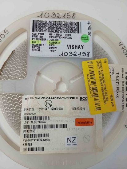 VJ0805Y474KBAXW2 470NF 25V 805 VISHAY SMD SERAMİK KONDANSATÖR resmi