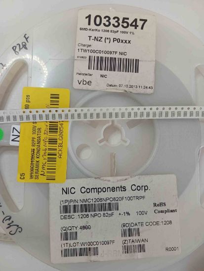 W100C010097F 82PF 100V SMD SERAMİK KONDANSATÖR resmi