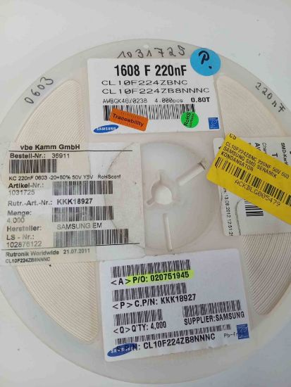CL10F224ZBNC 220NF 50V 603 SAMSUNG SMD SERAMİK KONDANSATÖR resmi