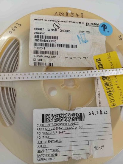 VJ0603A1R0CXACW1BC 1PF 50V 603 VISHAY SMD SERAMİK KONDANSATÖR resmi