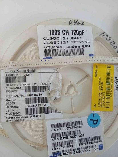 CL05C121JBNC 120PF 50V 402 SAMSUNG SMD SERAMİK KONDANSATÖR resmi