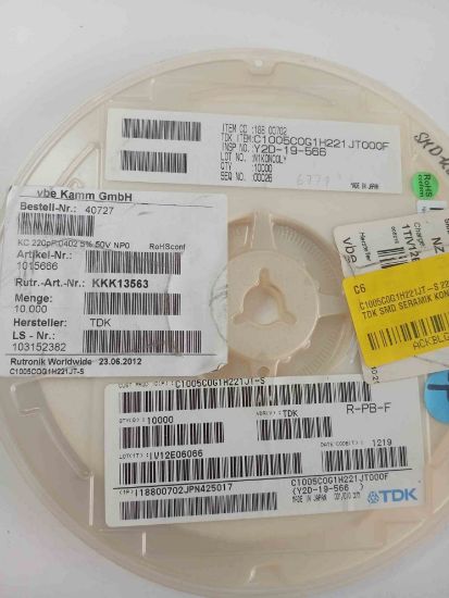 C1005C0G1H221JT-S 220PF 50V 402 TDK SMD SERAMİK KONDANSATÖR resmi
