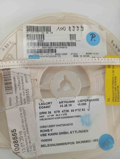 GRM155R71H472KA01D 4.7NF 50V 402 MURATA SMD SERAMİK KONDANSATÖR resmi