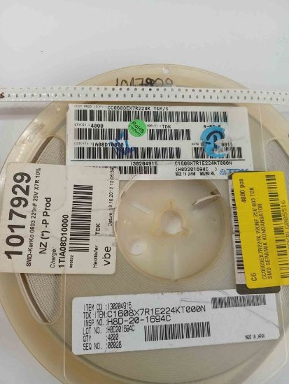 CC0603EX7R224K 220NF 25V 603 TDK SMD SERAMİK KONDANSATÖR resmi