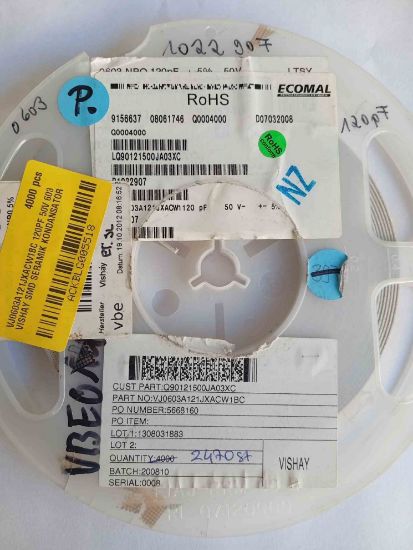 VJ0603A121JXACW1BC 120PF 50V 603 VISHAY SMD SERAMİK KONDANSATÖR resmi