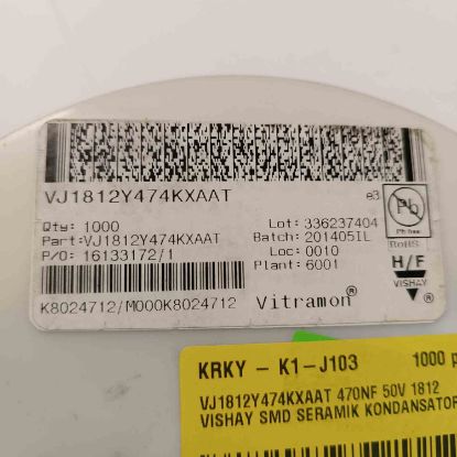 VJ1812Y474KXAAT 470NF 50V 1812 VISHAY SMD SERAMİK KONDANSATÖR resmi