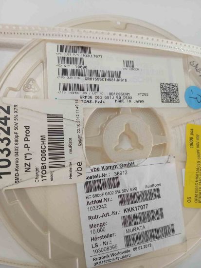 GRM1555C1H681JA01D 680PF 50V 402 MURATA SMD SERAMİK KONDANSATÖR resmi
