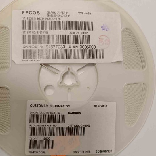 B37940K5120J60 12PF 50V 805 EPCOS SMD SERAMİK KONDANSATÖR resmi
