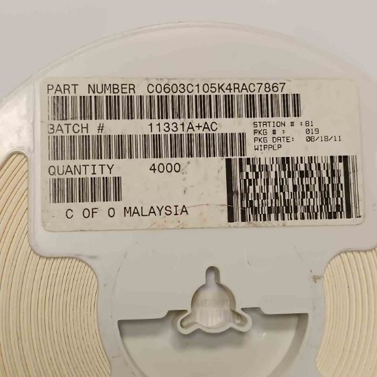 C0603C105K4RAC7867 1MF 16V 603 KEMET SMD SERAMİK KONDANSATÖR resmi