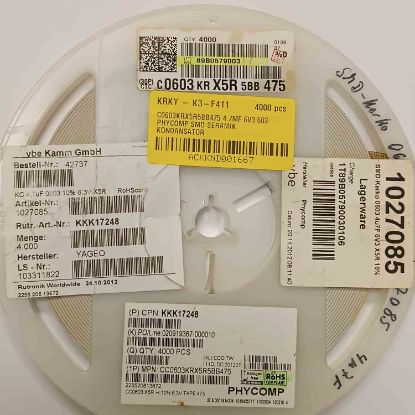 C0603KRX5R5BB475 4.7MF 6V3 603 PHYCOMP SMD SERAMİK KONDANSATÖR resmi