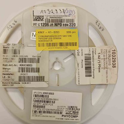 C1206JRNP0BBN220 22PF 500V 1206 PHYCOMP SMD SERAMİK KONDANSATÖR resmi