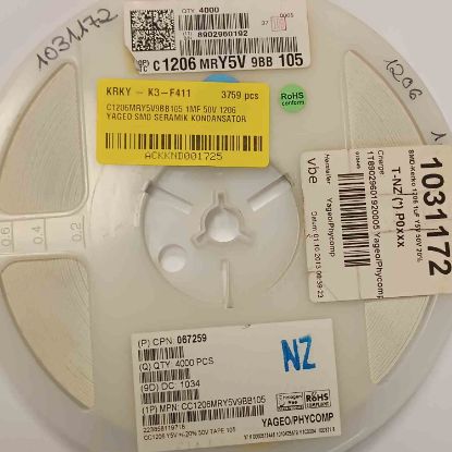 C1206MRY5V9BB105 1MF 50V 1206 YAGEO SMD SERAMİK KONDANSATÖR resmi