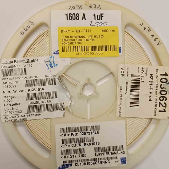 CL10A105K08NNNC 1MF 16V 603 SAMSUNG SMD SERAMİK KONDANSATÖR resmi
