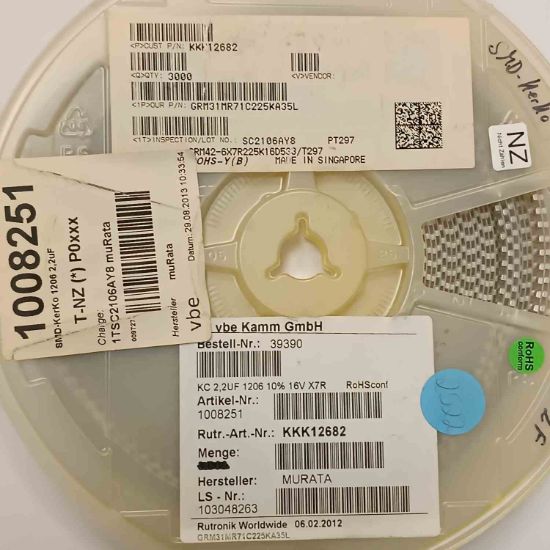 GRM31MR71C225KA35L 2.2MF 16V 1206 MURATA SMD SERAMİK KONDANSATÖR resmi