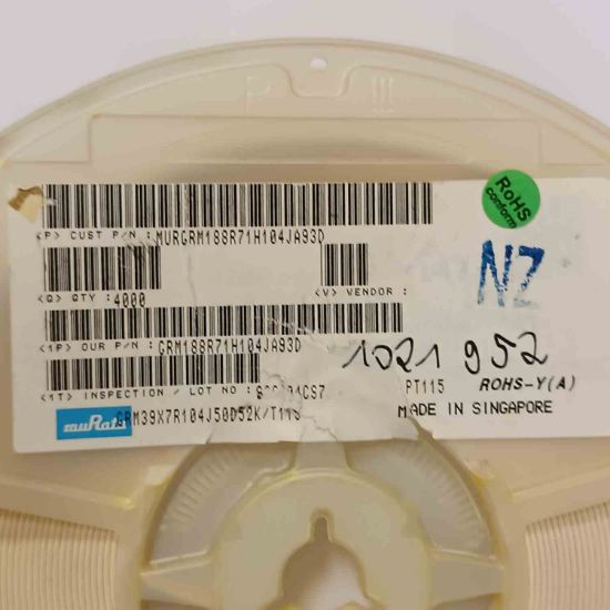 MURGRM188R71H104JA93D 100NF 50V 603 MURATA SMD SERAMİK KONDANSATÖR resmi