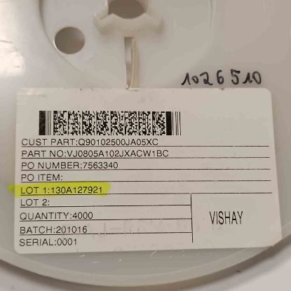VJ0805A102JXACW1BC 1NF 50V 805 VISHAY SMD SERAMİK KONDANSATÖR resmi