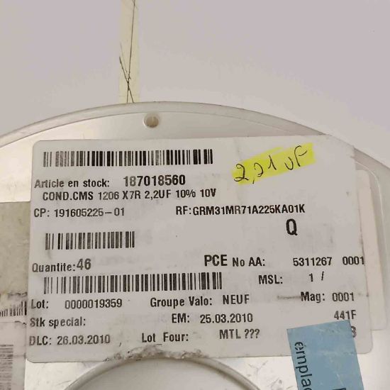 GRM31MR71A225A01K 2.2MF 10V 1206 SMD SERAMİK KONDANSATÖR resmi