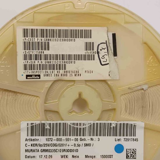 GRM0335C1E9R0DD10 0.50PF 25V 603 SMD SERAMİK KONDANSATÖR resmi