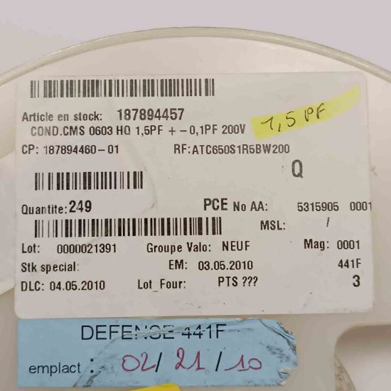 187894457 1.5PF 200V 603 SMD SERAMİK KONDANSATÖR resmi