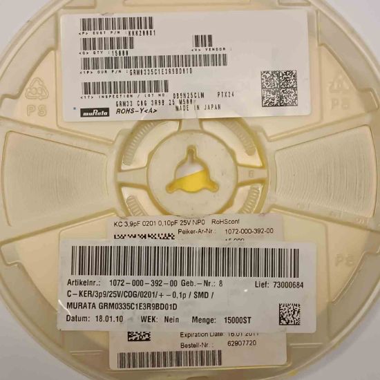 GRM0335C1E9R0DD01D 9PF 25V 603 SMD SERAMİK resmi