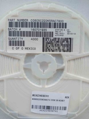 C0805C222K5RACTU 222K 5R KEMET resmi