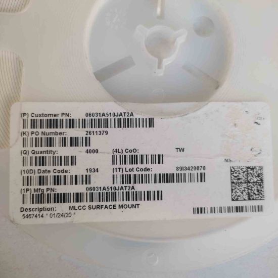 06031A510JAT2A 100V 51pF C0G 0603 5 % resmi