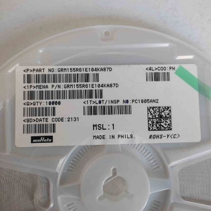 GRM155R61E104KA87D 0.1 uF 25 VDC 10% 0402 X5R resmi