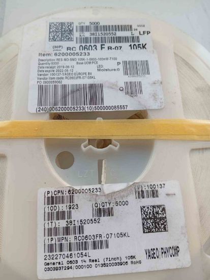 RC0603FR-07105KL 105K 603 YAGEO DİRENÇ resmi