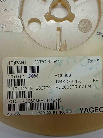 RC0603FR-07124K 124K 603 YAGEO SMD DİRENÇ resmi