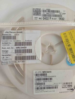 RC0402FR-071K62 1K62 402 YAGEO SMD DİRENÇ resmi