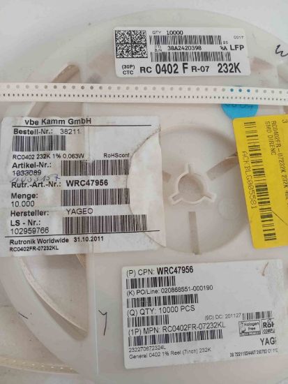 RC0402FR-07232K 232K 402 YAGEO SMD DİRENÇ resmi