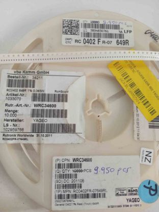 RC0402FR-07649R 649R 402 YAGEO SMD DİRENÇ resmi