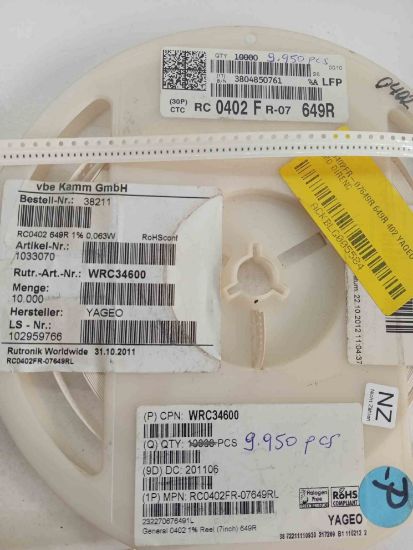 RC0402FR-07649R 649R 402 YAGEO SMD DİRENÇ resmi