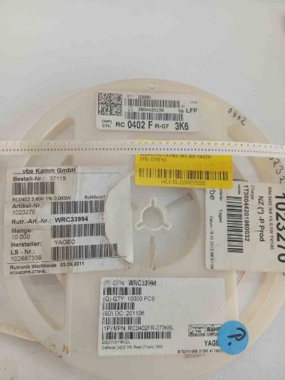 RC0402FR-073K6 3K6 402 YAGEO SMD DİRENÇ resmi