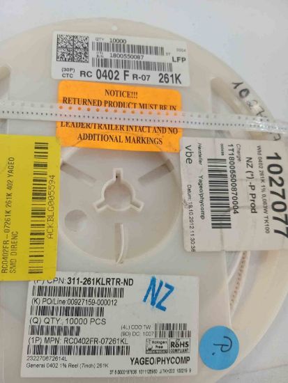 RC0402FR-07261K 261K 402 YAGEO SMD DİRENÇ resmi